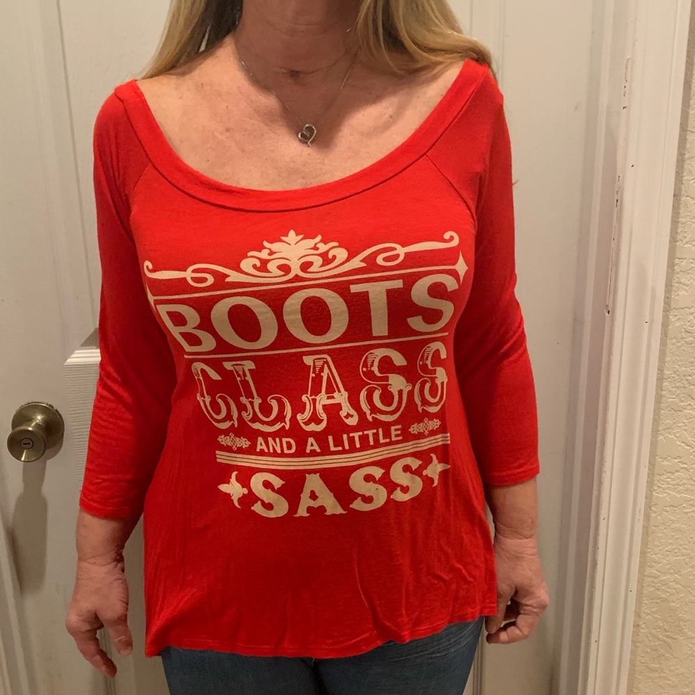 Red 3/4 Length Tee
